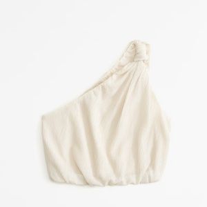 Abercrombie Crinkle Textured One-Shoulder Top